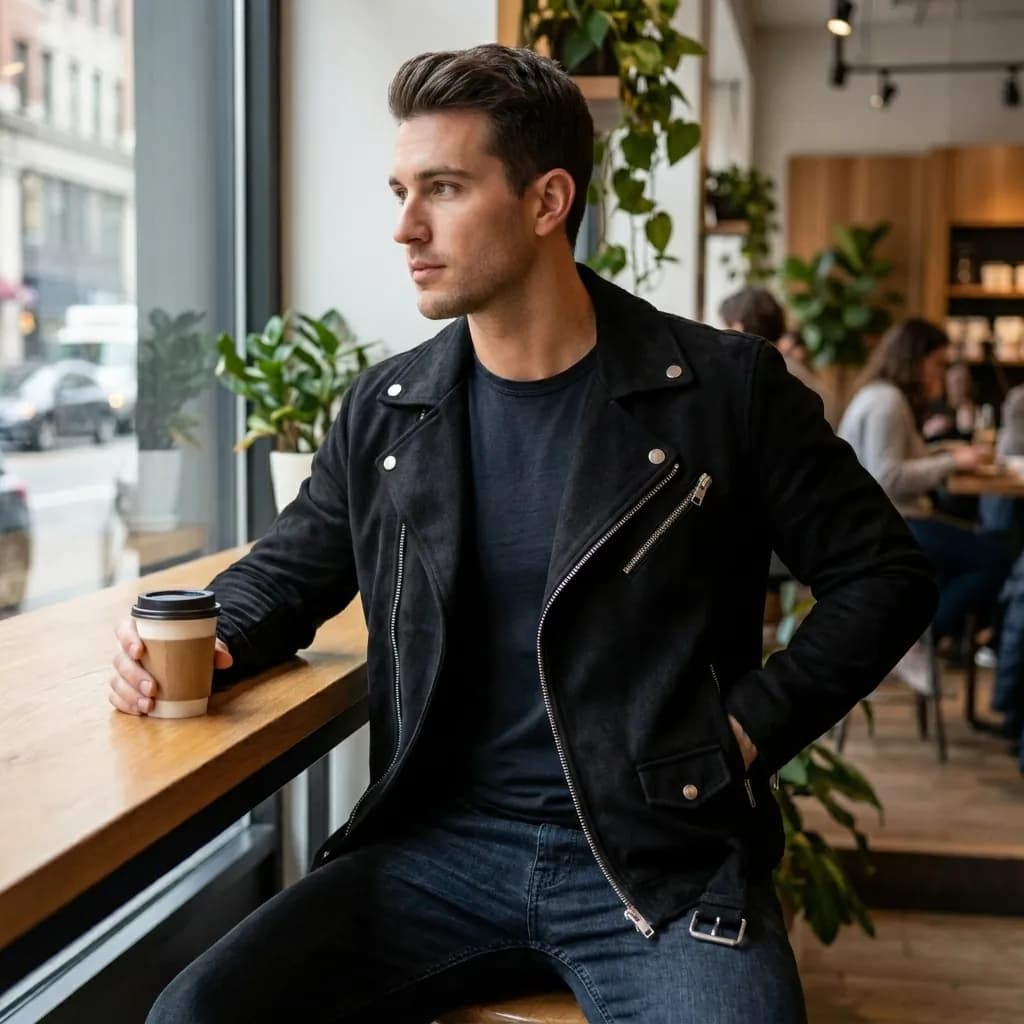 AI cafe — biker jacket
